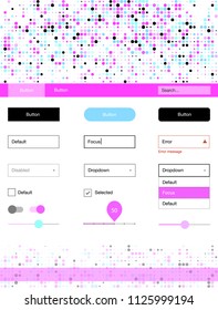 Light Pink, Blue vector web ui kit with spheres. Modern Style guide with colorful gradient circles in its header. This sample is for your website.