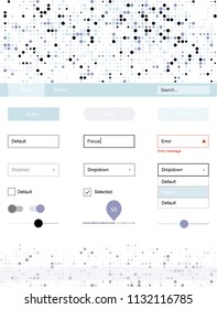 Light Pink, Blue vector web ui kit with spheres. Simple Material Design Kit with colorful dots in header. Beautiful layout for websites, landing pages.