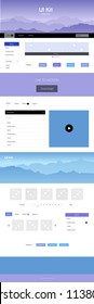 Light Pink, Blue vector web ui kit with mountains. Colorful Style guide with mountains on abstract background. Modern template for your landing page.