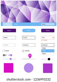 Light Pink, Blue vector web ui kit in polygonal style. Modern Style guide in polygonal style with triangles. This template you can use for websites.
