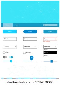 Light Pink, Blue vector web ui kit in polygonal style with circles. Ui Ux kit with colorful polygonal background in its header. This template you can use for websites.
