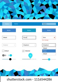 Light Pink, Blue vector wireframe kit with crystals. Colorful ui/ux kit with header consisted of triangles. Simple colorful design for websites.