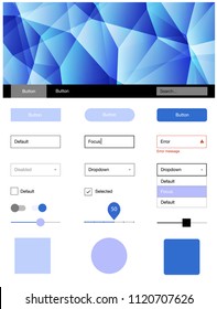 Light Pink, Blue vector wireframe kit with crystals. Simple Material Design Kit with colorful mosaic of triangles. This sample is for your landing page.
