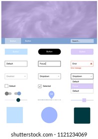 Light Pink, Blue vector wireframe kit with galaxy stars. Web ui kit with abstract gradient clouds in its header. This sample is for your landing page.