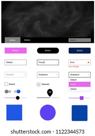 Light Pink, Blue vector wireframe kit with galaxy stars. Web ui kit with abstract gradient clouds in its header. This sample is for your landing page.