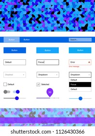Light Pink, Blue vector wireframe kit with dots. Modern Style guide with colorful gradient circles in its header. This sample is for your landing page.