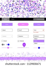 Light Pink, Blue vector wireframe kit with dots. Web ui kit with abstract gradient circles in its header. This sample is for your landing page.