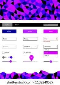 Light Pink, Blue vector wireframe kit with crystals. Decorative ui kit design in abstract style with colorful crystals. Simple colorful design for websites.