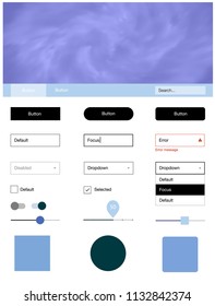 Light Pink, Blue vector wireframe kit with galaxy stars. Web ui kit with abstract gradient clouds in its header. Beautiful layout for websites, landing pages.