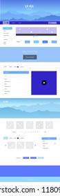 Light Pink, Blue vector wireframe kit with nature. Colorful ui/ux kit with header consisted of hills & rocks. This sample is for your tourist website.