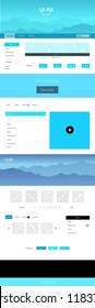 Light Pink, Blue vector wireframe kit with nature. Simple Material Design Kit with colorful mountains in header. This sample is for your tourist website.