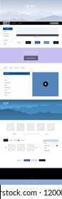 Light Pink, Blue vector wireframe kit with nature. Web ui kit with abstract gradient hills in its header. Sample for your landing page of tourism.