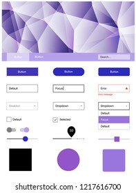 Light Pink, Blue vector wireframe kit with crystals. Colorful ui/ux kit with header consisted of triangles. Simple colorful design for websites.