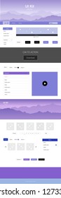Light Pink, Blue vector wireframe kit with nature. Beautiful ui ux kit with colorful mountains in its header. Template for website of outdoor activities.