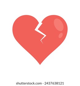 Light pink broken heart vector white background.