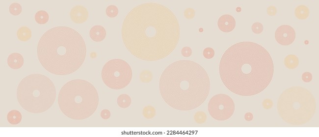 Light Pink and Brown Minimal Geometric Pattern Background With Concentric Circles, Multi Purpose Template, Round Shapes Composition,Poster, Header, Landing Page Design - Wide Scale Vector Illustration