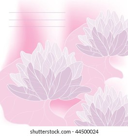 Light pink card with water lily and place for text