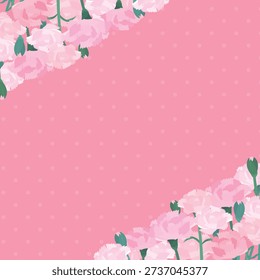 Light pink carnation background border frame