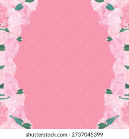 Light pink carnation background border frame
