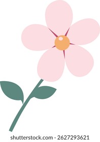 Light pink cartoon flower with a stem and round center. Perfect for springtime decor, floral prints, and kid-friendly themes.