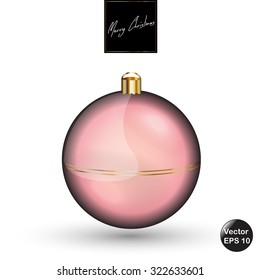  Light pink christmas ball. Vector illustration.