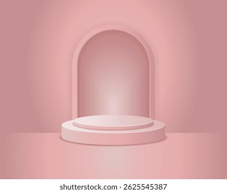 Light Pink Circle Pedestal Podium EPS Vector