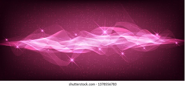 Light Pink Digital Sound Wave Background,technology and  equalizer concept,design for music studio and science,Vector Illustration.