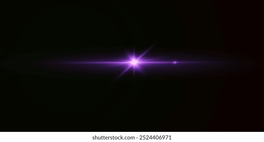 Reflejos de efecto rosa claro, iluminación de neón en colores rosados. Lente de luz brillante. Efectos de luz de la policía, líneas. Estrellas brillantes, chispas brillantes sobre un fondo negro. Efecto de luz roja de Vector