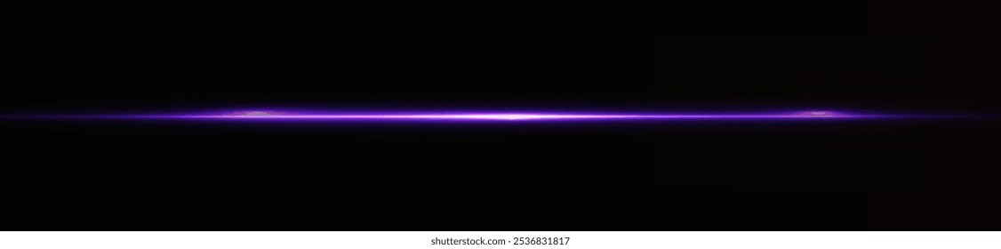 Light pink effect reflections, neon illumination in white colors. Bright light lens. Police light effects, lines. Shiny stars, glowing sparks on a black background. Vector violet light effect