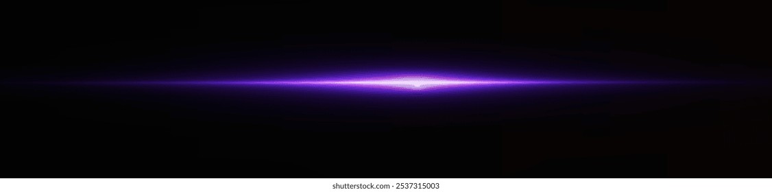 Light pink effect reflections, neon illumination in white colors. Bright light lens. Police light effects, lines. Shiny stars, glowing sparks on a black background. Vector violet light effect