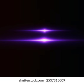 Light pink effect reflections, neon illumination in white colors. Bright light lens. Police light effects, lines. Shiny stars, glowing sparks on a black background. Vector violet light effect