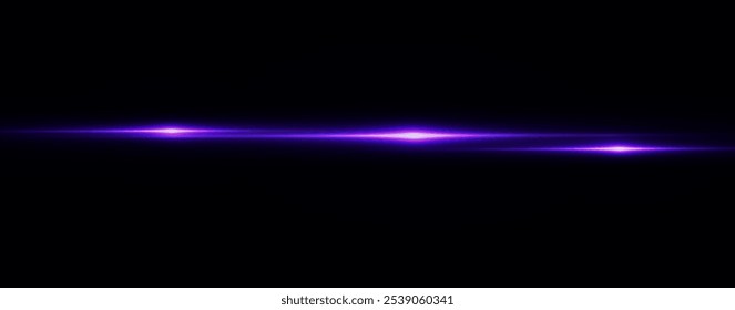 Light pink effect reflections, neon illumination in white colors. Bright light lens. Police light effects, lines. Shiny stars, glowing sparks on a black background. Vector violet light effect