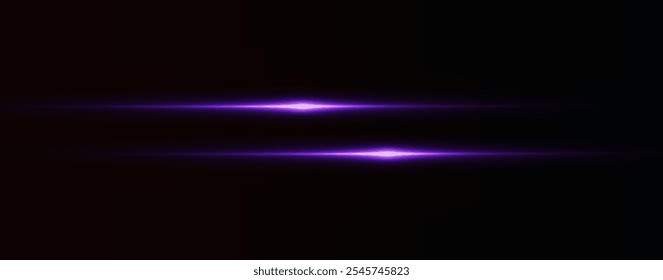 Light pink effect reflections, neon illumination in white colors. Bright light lens. Police light effects, lines. Shiny stars, glowing sparks on a black background. Vector violet light effect