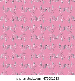 Light pink elegant floral vector seamless pattern background wallpaper illustration with vintage very tender stylish decorative flowers and ornaments in Victorian style.Luxury endless texture