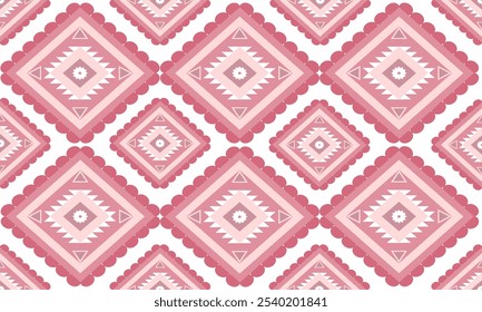 The light pink floral pattern is designed with a geometric pattern that blends perfectly and is eye-catching in terms of textiles. clothing or decoration Vector illustration