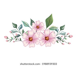 light pink flowers with leaves crown