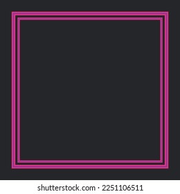 Light pink frame with a purple insert on a dark background. Festive frame for advertising, banners, discounts, logo, exhibition, pedestal, invitations.