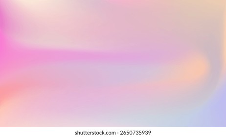Light pink gradient iridescent background. Rainbow colored pearlescent bg. Unicorn modern hologram neon wallpaper. Chrome cosmic print. Vector illustration, EPS 10.