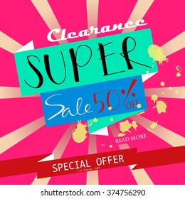 Light pink green blue red paper banner