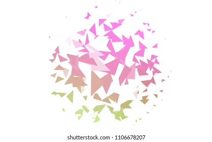 Light Pink, Green vector abstract colorful background, which consist of triangles. Pattern with colored triangles on white background.
