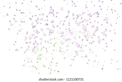 Light Pink, Green vector abstract colorful background, which consist of triangles. Pattern with colored triangles on white background.