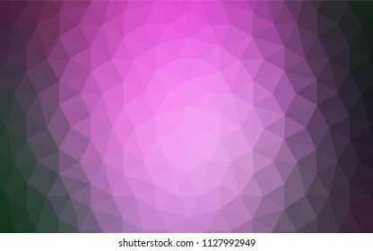 Light Pink, Green vector abstract mosaic pattern. Glitter abstract illustration with an elegant triangles. Brand new style for your business design.