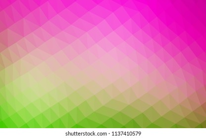 Light Pink, Green vector abstract polygonal cover. Shining illustration, which consist of triangles. The best triangular design for your business.