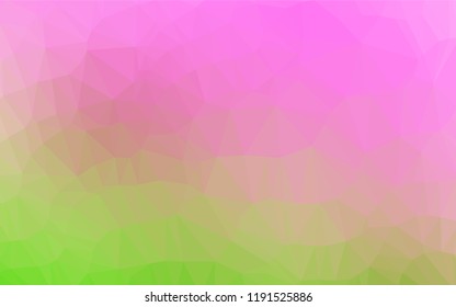 Light Pink, Green vector abstract polygonal cover. Shining illustration, which consist of triangles. Triangular pattern for your business design.