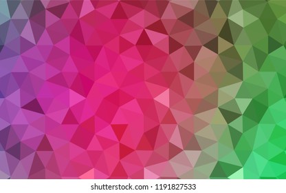 Light Pink, Green vector abstract mosaic background. Creative illustration in halftone style with triangles. Best triangular design for your business.