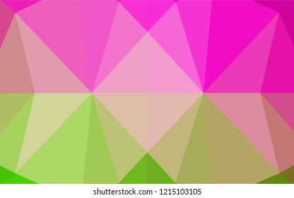 Light Pink, Green vector abstract mosaic backdrop. Shining illustration, which consist of triangles. Triangular pattern for your business design.