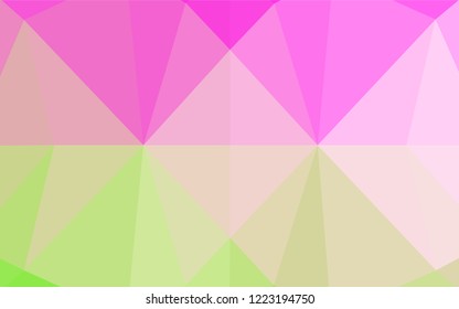 Light Pink, Green vector abstract polygonal texture. Shining colored illustration in a Brand new style. The best triangular design for your business.
