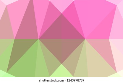 Light Pink, Green vector abstract polygonal texture. Triangular geometric sample with gradient.  Triangular pattern for your business design.