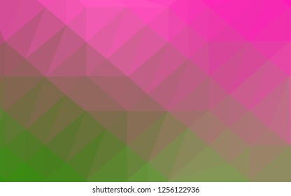 Light Pink, Green vector abstract mosaic pattern. A sample with polygonal shapes. Textured pattern for background.