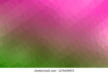 Light Pink, Green vector abstract polygonal texture. Shining colored illustration in a Brand new style. Triangular pattern for your business design.